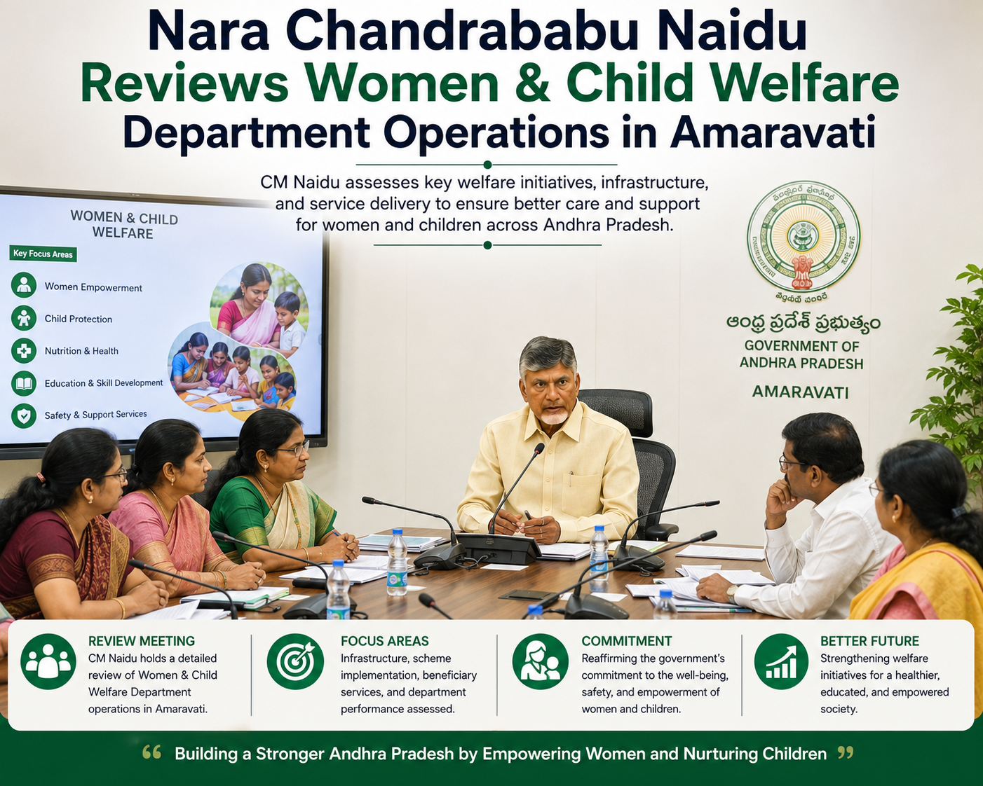 Nara Chandrababu Naidu Reviews Women & Child Welfare Department Operations in Amaravati