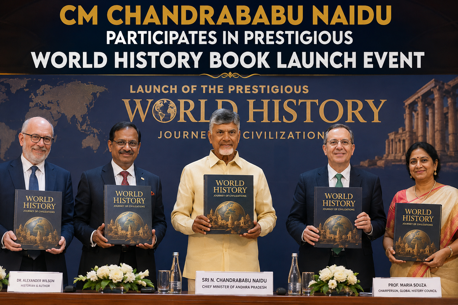 CM Chandrababu Naidu Participates in Prestigious World History Book Launch Event