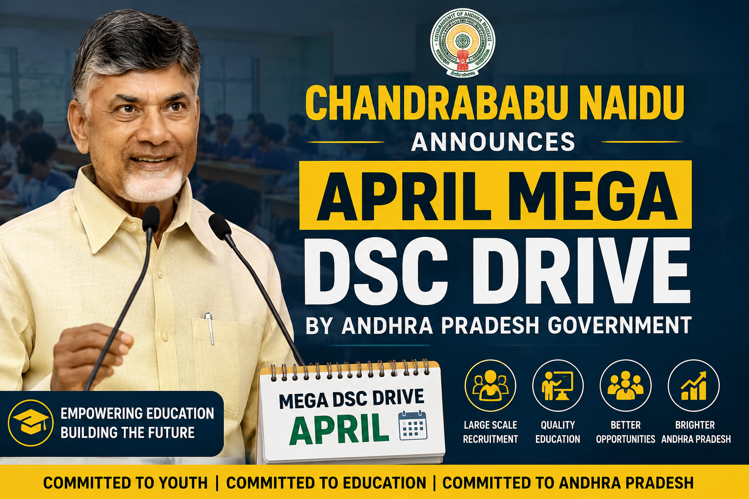Chandrababu Naidu Announces April Mega DSC Drive by Andhra Pradesh Government