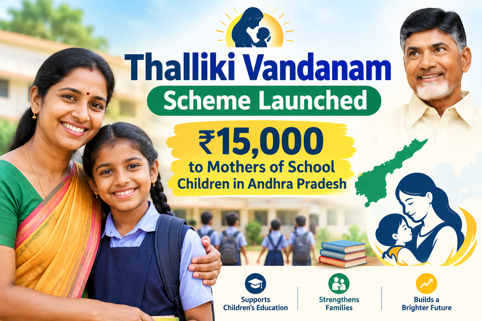 Thalliki Vandanam Scheme Launched: ₹15,000 to Mothers of School Children in Andhra Pradesh
